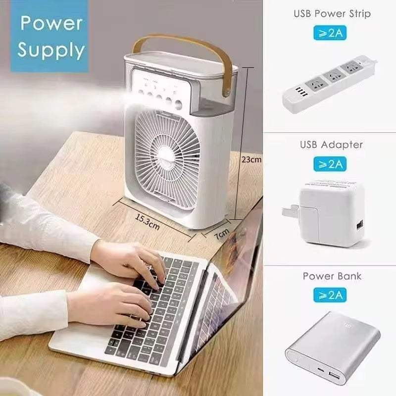 3-in-1 Portable Air Cooler Fan – Cooling, Humidifier & Mist Spray