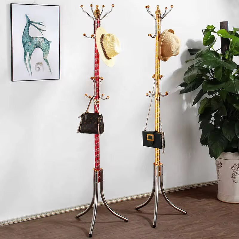 Standing Coat Rack with 12 Hooks | Entryway Hat & Bag Stand