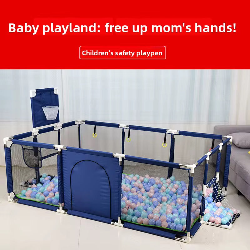 Large Baby Safety Playpen with Basketball Hoop & Football Goal | Foldable Kids Ball Pit Fence | 190×129cm
