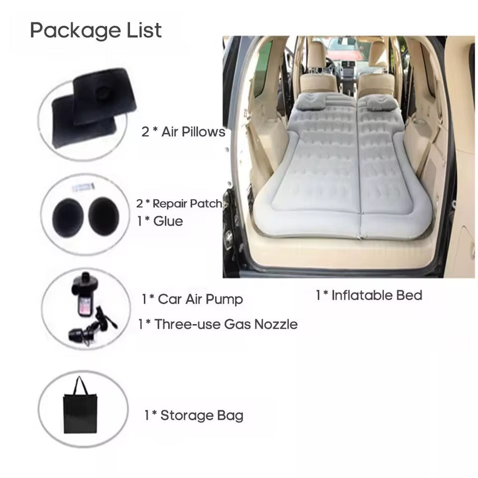 SUV Car Inflatable Air Mattress Bed – With Pump, 2 Pillows & Storage Bag