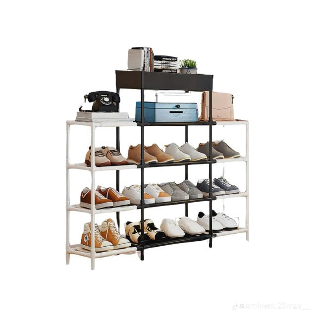 5-Tier Shoe Rack with Top Storage Tray | Dual Column | Home Organiser