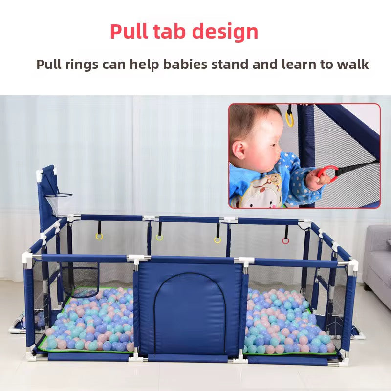 Large Baby Safety Playpen with Basketball Hoop & Football Goal | Foldable Kids Ball Pit Fence | 190×129cm
