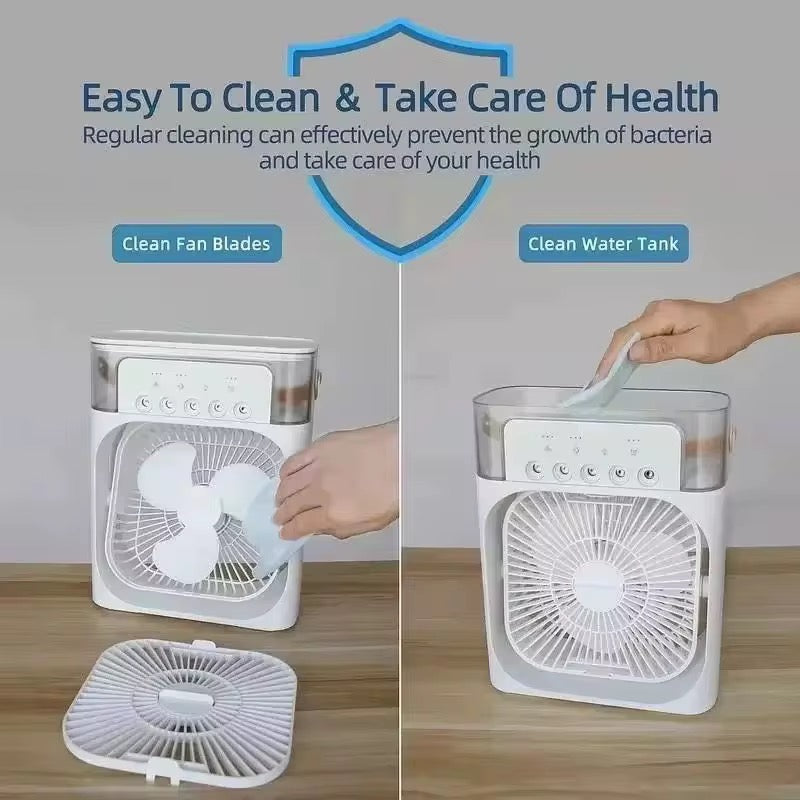 3-in-1 Portable Air Cooler Fan – Cooling, Humidifier & Mist Spray