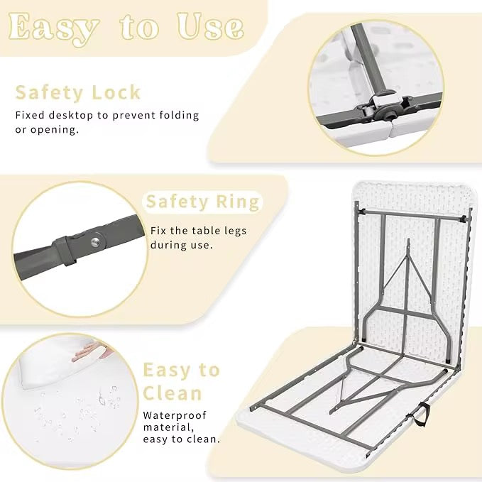 Foldable Plastic Table | Portable Indoor Outdoor Event Table