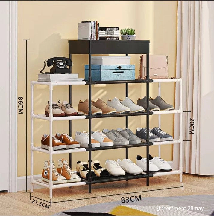 5-Tier Shoe Rack with Top Storage Tray | Dual Column | Home Organiser