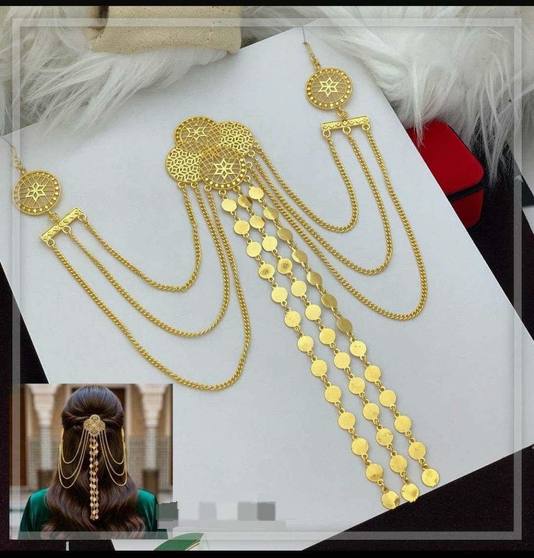 Traditional Gold-Plated Bridal Hair Chain